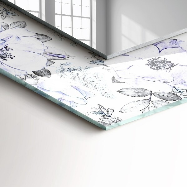 Tükör díszítéssel Virágok és levelek