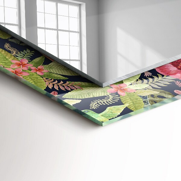 Tükör keret nyomtatással Virágok és madarak