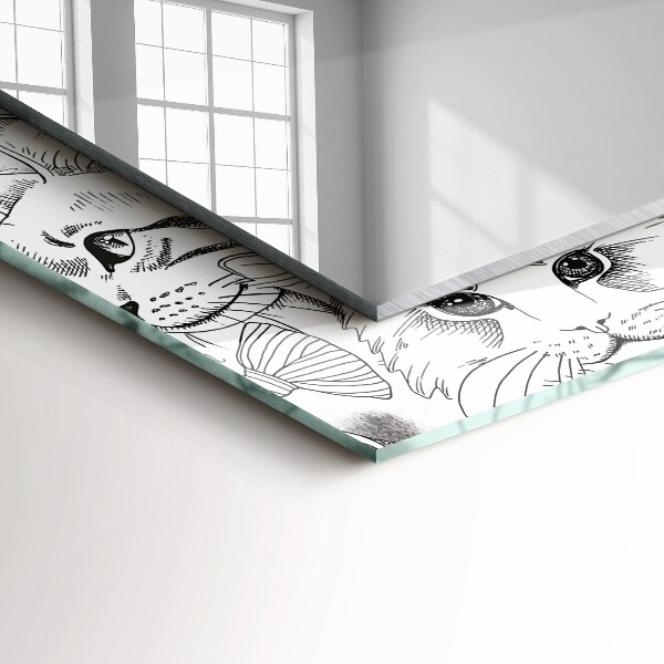 Tükör díszítéssel Macskák pillangókkal