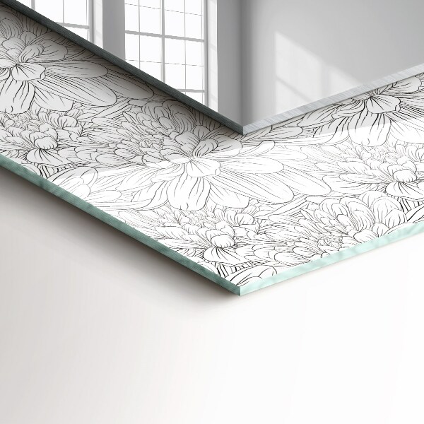 Tükör keret nyomtatással Monokróm virágminta