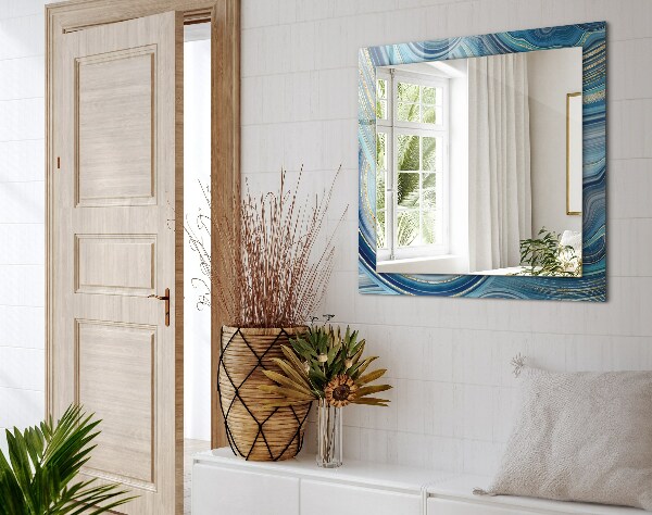 Tükör nyomtatott kerettel Kék absztrakt hullámok