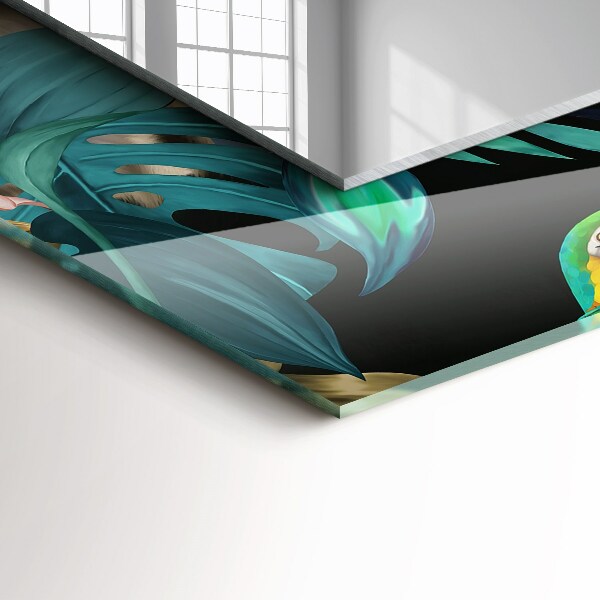 Tükör fali dísz Papagájok tigrissel a dzsungelben