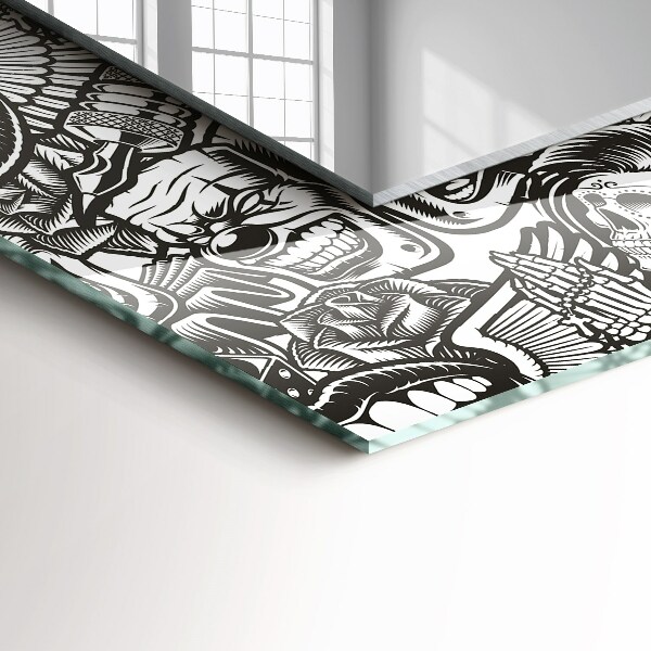 Design fali tükör Fekete-fehér minták