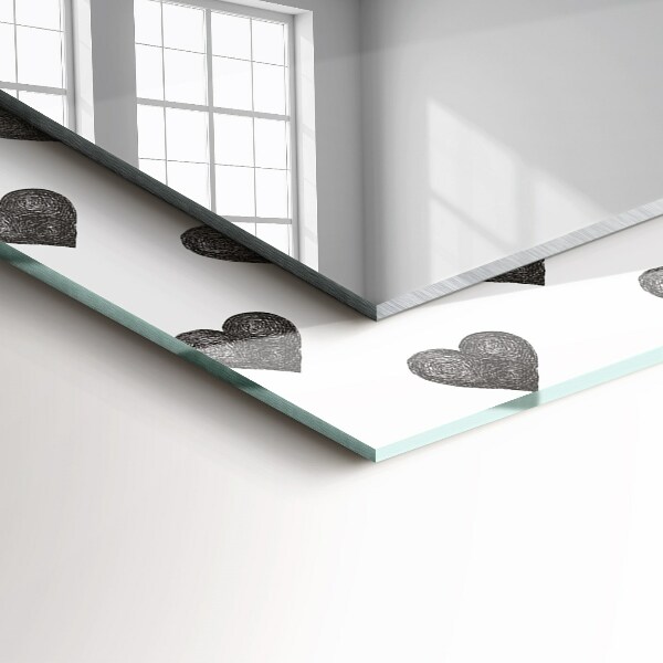 Tükör keret nyomtatással Fekete szív minta