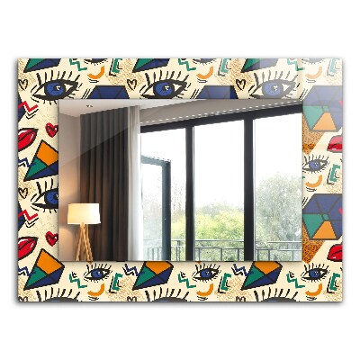 Tükör nyomtatott kerettel Szem- és szájformák