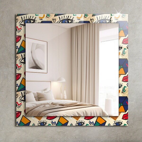 Tükör nyomtatott kerettel Szem- és szájformák