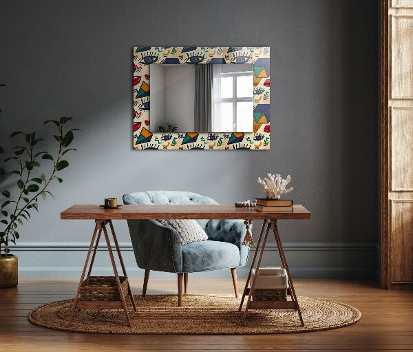 Tükör nyomtatott kerettel Szem- és szájformák