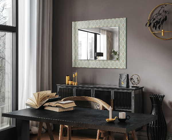 Design tükör Zöld geometriai minta