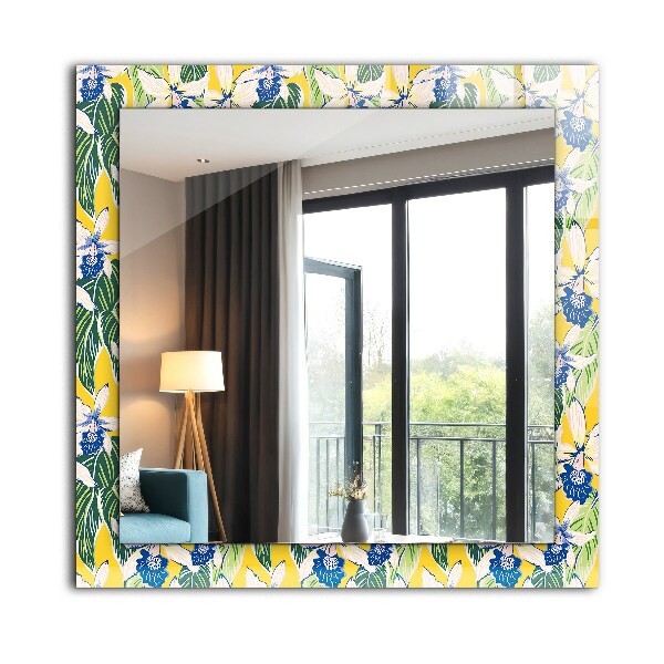 Design fali tükör Virágok és levelek