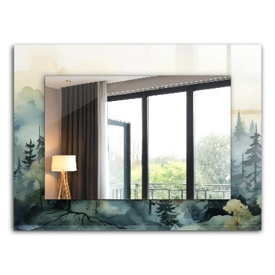 Tükör fali dísz Virágok levelek madarak