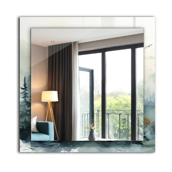 Tükör fali dísz Virágok levelek madarak