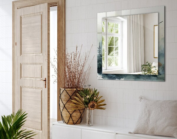 Tükör fali dísz Virágok levelek madarak