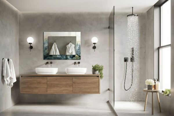 Tükör fali dísz Virágok levelek madarak