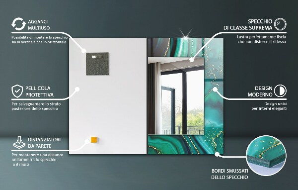 Tükör díszítéssel Zöld levelek