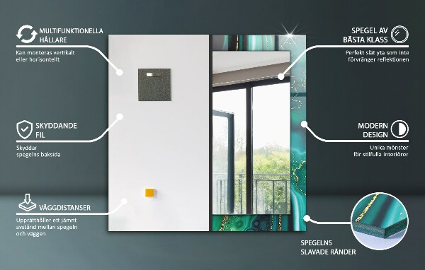 Tükör díszítéssel Zöld levelek