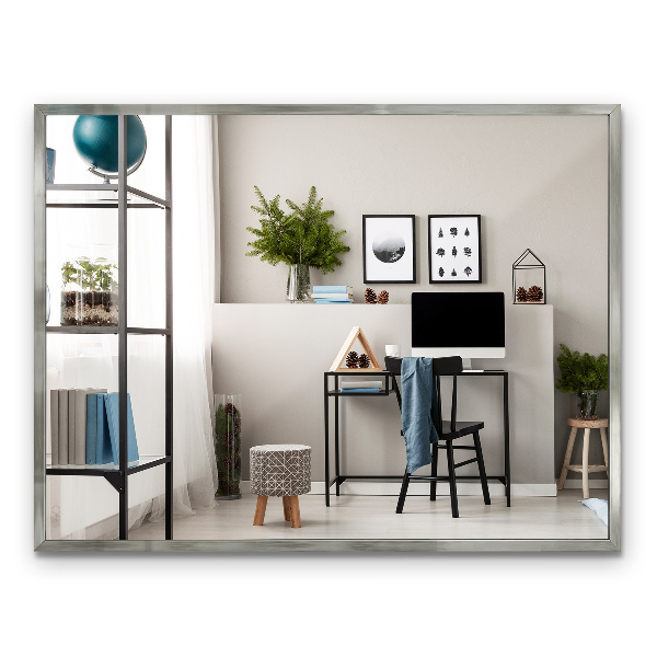 Letisztult ezüstkeretes téglalap alakú fali tükör 80x60 cm
