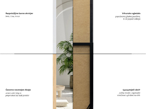 Nagy álló tükör fehér 14x61 in