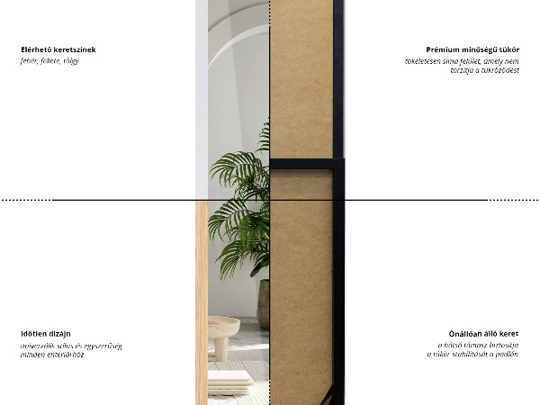 Nagy álló tükör tölgyfa 14x61 in