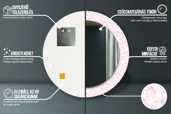 Kerek dísztükör Virágszirmok