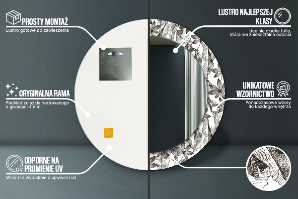 Kerek díszes tükör Trópusi levelek