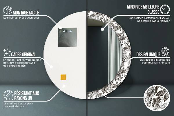 Kerek díszes tükör Trópusi levelek