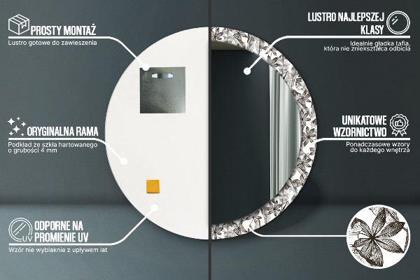 Kerek díszes tükör Trópusi levelek