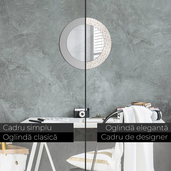 Kerek tükör díszítéssel Tollak