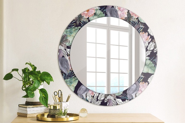 Kerek díszes tükör Gémek madarak