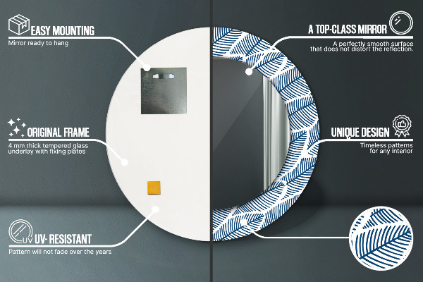 Kerek dísztükör Levelek