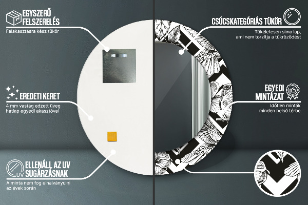 Kerek tükör díszítéssel Kolibrik