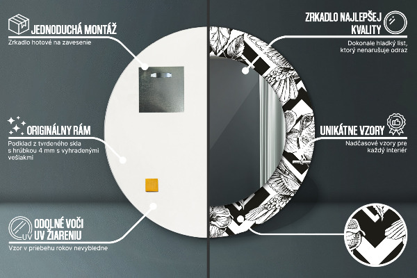 Kerek tükör díszítéssel Kolibrik