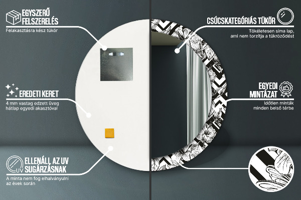 Kerek tükör díszítéssel Kolibrik