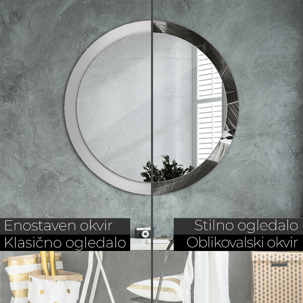 Kerek tükör nyomtatott kerettel Trópusi pálmafák