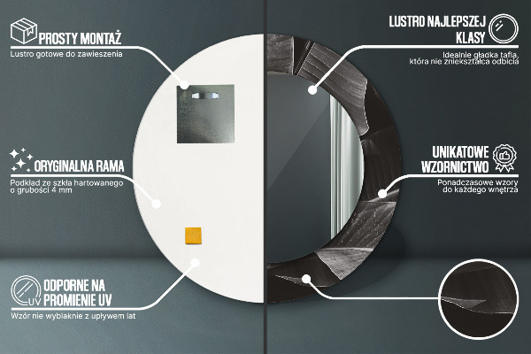 Kerek tükör nyomtatott kerettel Trópusi pálmafák