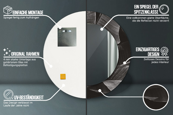 Kerek tükör nyomtatott kerettel Trópusi pálmafák