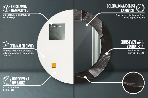 Kerek tükör nyomtatott kerettel Trópusi pálmafák