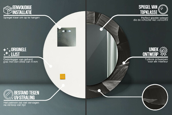 Kerek tükör nyomtatott kerettel Trópusi pálmafák