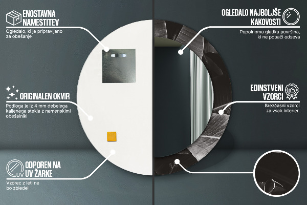 Kerek tükör nyomtatott kerettel Trópusi pálmafák