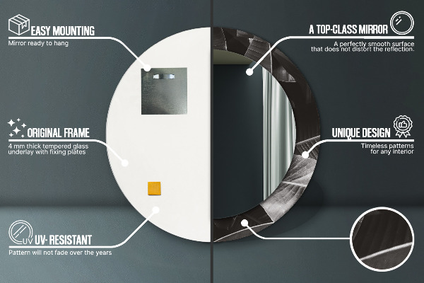 Kerek tükör nyomtatott kerettel Trópusi pálmafák