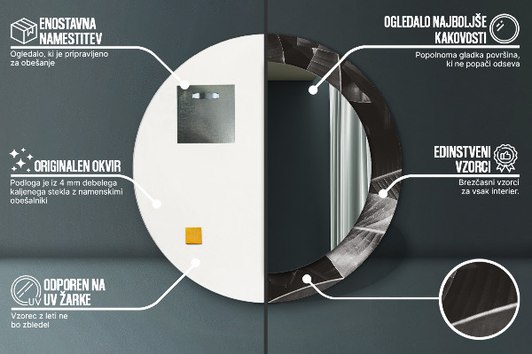 Kerek tükör nyomtatott kerettel Trópusi pálmafák