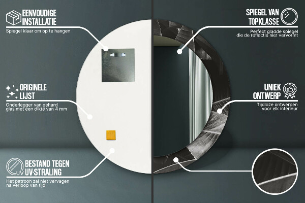 Kerek tükör nyomtatott kerettel Trópusi pálmafák