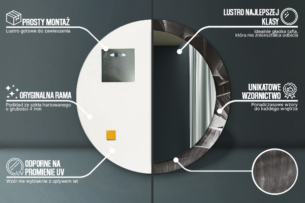 Kerek tükör nyomtatott kerettel Trópusi pálmafák