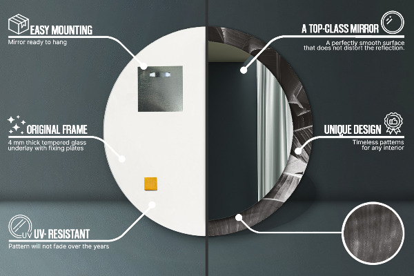 Kerek tükör nyomtatott kerettel Trópusi pálmafák