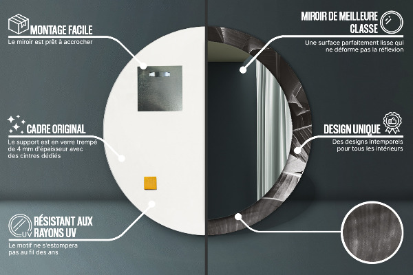 Kerek tükör nyomtatott kerettel Trópusi pálmafák