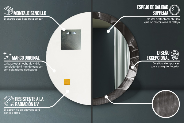 Kerek tükör nyomtatott kerettel Trópusi pálmafák