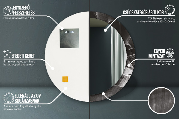 Kerek tükör nyomtatott kerettel Trópusi pálmafák