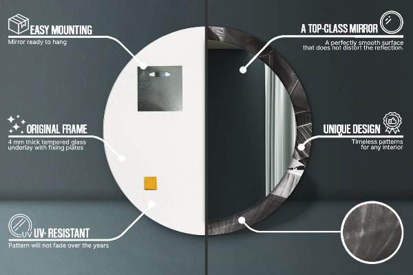 Kerek tükör nyomtatott kerettel Trópusi pálmafák