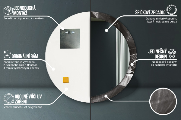 Kerek tükör nyomtatott kerettel Trópusi pálmafák