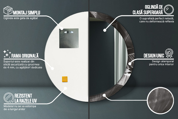 Kerek tükör nyomtatott kerettel Trópusi pálmafák