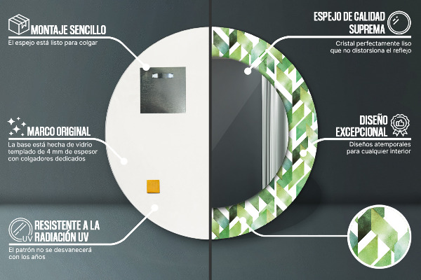 Kerek tükör fali dísz halszálkás